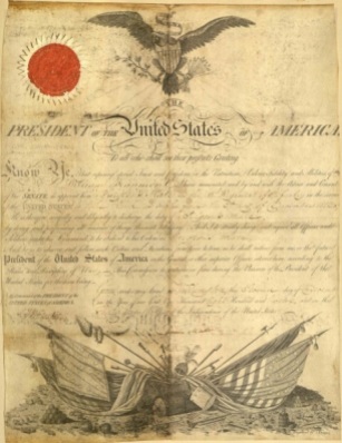 Commission signed by President James Madison appointing Dr. William Beaumont as a surgeon in the Sixth Regiment of Infantry in the US Army on December 2, 1812. Personal Collection #12, William Beaumont Papers, Bernard Becker Medical Library Archives, Washington University School of Medicine.