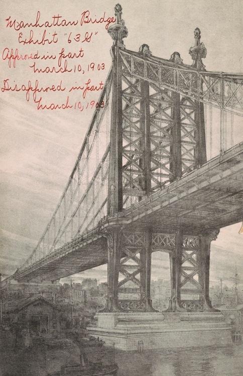 Manhattan Bridge, architect Henry F. Hornbostel, series 63, exhibit G, approved and disapproved in part March 10, 1903. Collection of the Public Design Commission of the City of New York.