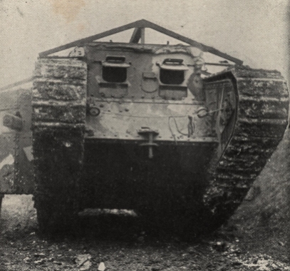 Front view of a British Tank, ca. 1916, from Photographic History of The World's War, 1918.